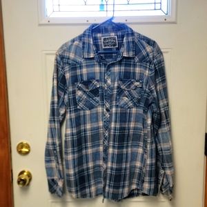 BKE Vintage flannel style button up XL faded denim